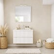 KIAMAMI VALENTINA - Meuble De Salle De Bain Suspendu 80Cm Blanc Avec Façade Cannelée Blanche | Magnolia - vignette