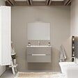 KIAMAMI VALENTINA - Meuble De Salle De Bain Bicolore 80Cm Chêne Blanc, 2 Tiroirs Gris | Magnolia - vignette