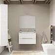 KIAMAMI VALENTINA - Meuble De Salle De Bain Blanc Mat 80Cm Avec Côtés En Chêne Gris | Magnolia - vignette