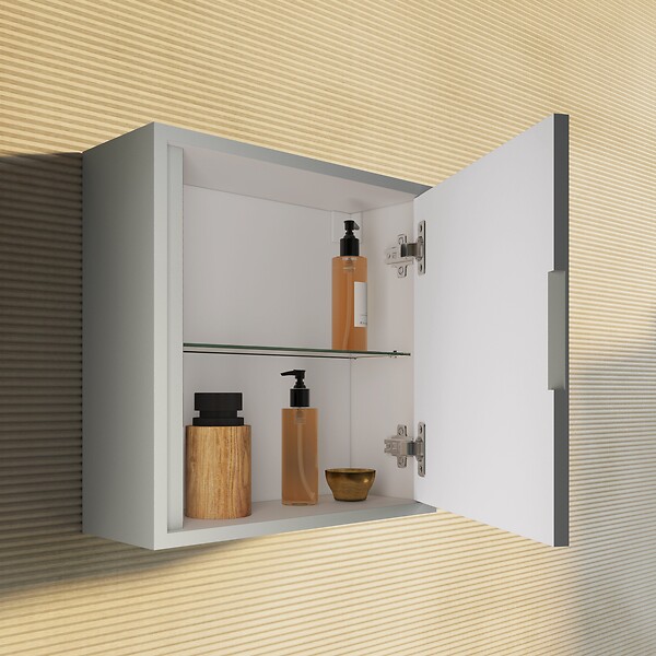 KIAMAMI VALENTINA - Armoire Murale Pour Salle De Bains Avec Une Porte Réversible Sable Mat | Monaco - large
