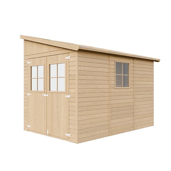 TIMBELA - TIMBELA M339  Abri de Jardin en Bois Naturel (sans paroi latérale) - H243xl216xL318 cm/6 m2 - large