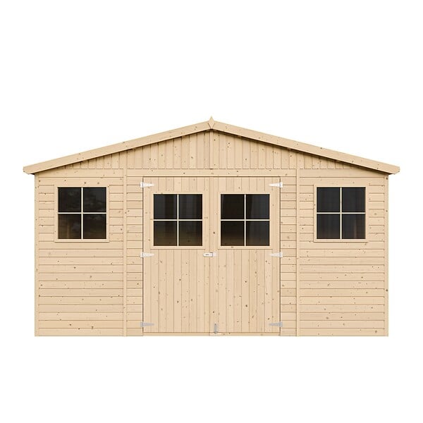 TIMBELA - Abri de Jardin en Bois Naturel - H246x418x318 cm/12 m² - M331 - large
