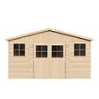 TIMBELA - Abri de Jardin en Bois Naturel - H246x418x318 cm/12 m² - M331 - vignette