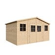 TIMBELA - Abri de Jardin en Bois Naturel - H246x418x318 cm/12 m² - M331 - vignette