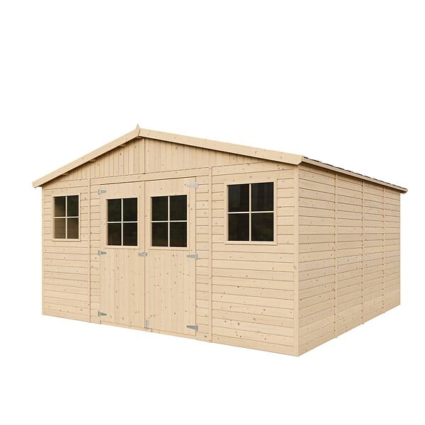 TIMBELA - TIMBELA M330 Abri de Jardin en Bois Naturel - H246 x 418 x 420 cm/ 16 m² - large