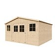 TIMBELA - TIMBELA M330 Abri de Jardin en Bois Naturel - H246 x 418 x 420 cm/ 16 m² - vignette