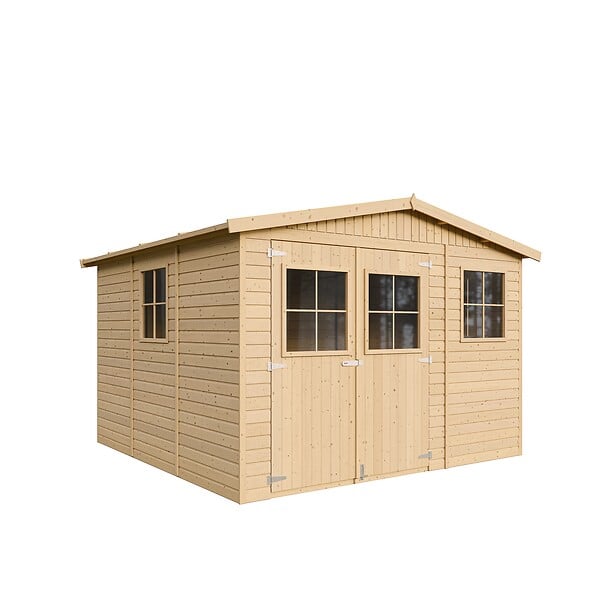 TIMBELA - Abri de Jardin en Bois Naturel - H226x316x324 cm / 9 m² - M335 - large