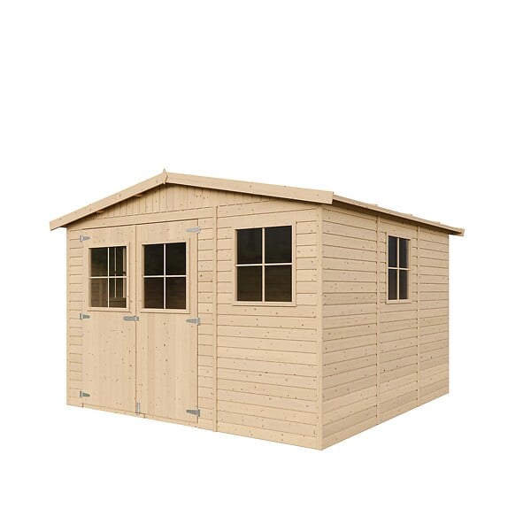 TIMBELA - Abri de Jardin en Bois Naturel - H226x316x324 cm / 9 m² - M335 - large