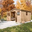 TIMBELA - Abri de Jardin en Bois Naturel - H226x316x324 cm / 9 m² - M335 - vignette