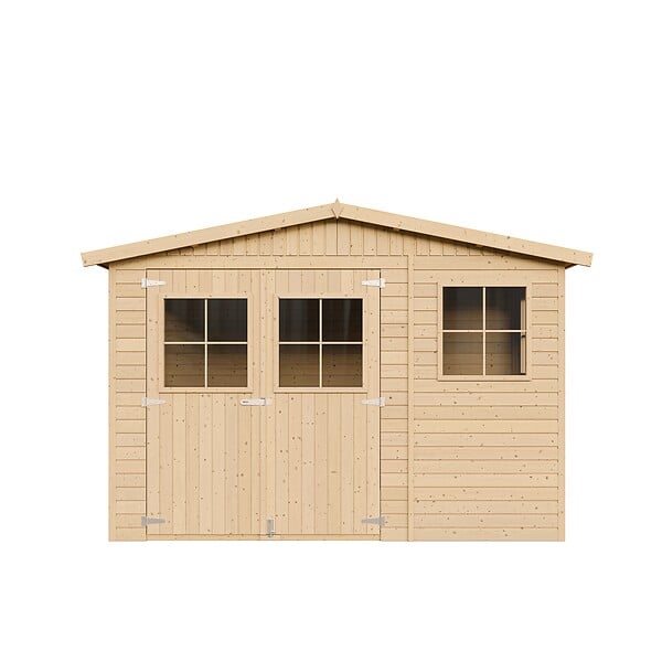 TIMBELA - Abri de jardin en bois H226x318x220 cm / 6 m2 - AVEC LES PLANCHERS IMPRÉGNÉ - M334+M334G - large