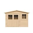 TIMBELA - Abri de jardin en bois H226x318x220 cm / 6 m2 - AVEC LES PLANCHERS IMPRÉGNÉ - M334+M334G - vignette