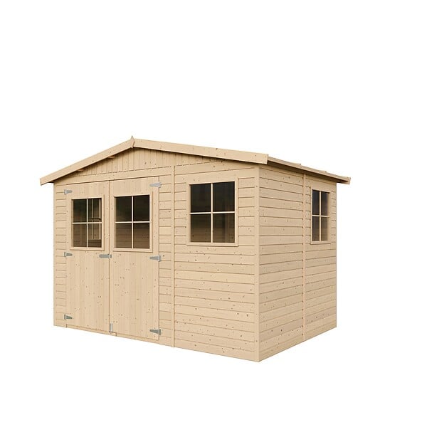 TIMBELA - Abri de jardin en bois H226x318x220 cm / 6 m2 - AVEC LES PLANCHERS IMPRÉGNÉ - M334+M334G - large