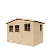 TIMBELA - Abri de jardin en bois H226x318x220 cm / 6 m2 - AVEC LES PLANCHERS IMPRÉGNÉ - M334+M334G - vignette