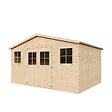 TIMBELA - Abri de jardin en bois H246x418x320 cm/12 m² AVEC PLANCHER IMPRÉGNÉ - M331+M331G - vignette