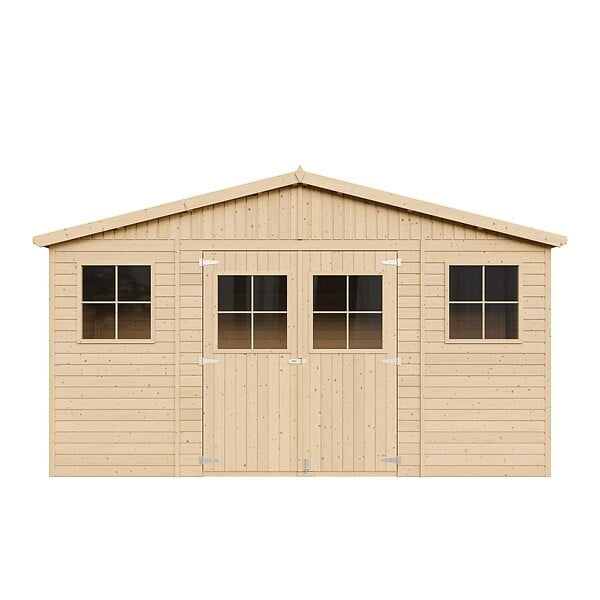 TIMBELA - Abri de jardin en bois H246x418x220 cm/8 m² - PLUS LES PLANCHERS IMPRÉGNÉ - M332+M332G - large