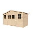TIMBELA - Abri de jardin en bois H246x418x220 cm/8 m² - PLUS LES PLANCHERS IMPRÉGNÉ - M332+M332G - vignette