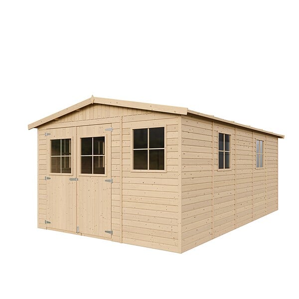 TIMBELA - Abri de Jardin en Bois Naturel - H226xl324xL516 cm / 15 m² - M337 - large