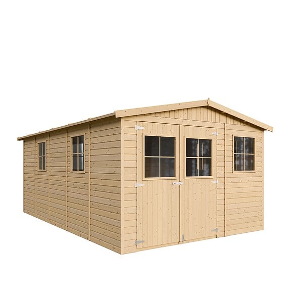 TIMBELA - Abri de Jardin en Bois Naturel - H226xl324xL516 cm / 15 m² - M337 - large