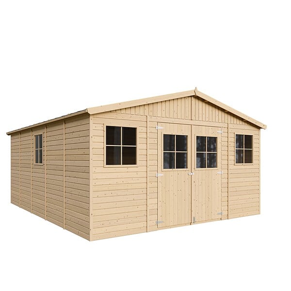 TIMBELA - Abri de Jardin en Bois Naturel - H246x418x522 cm / 20 m² - M333 - large