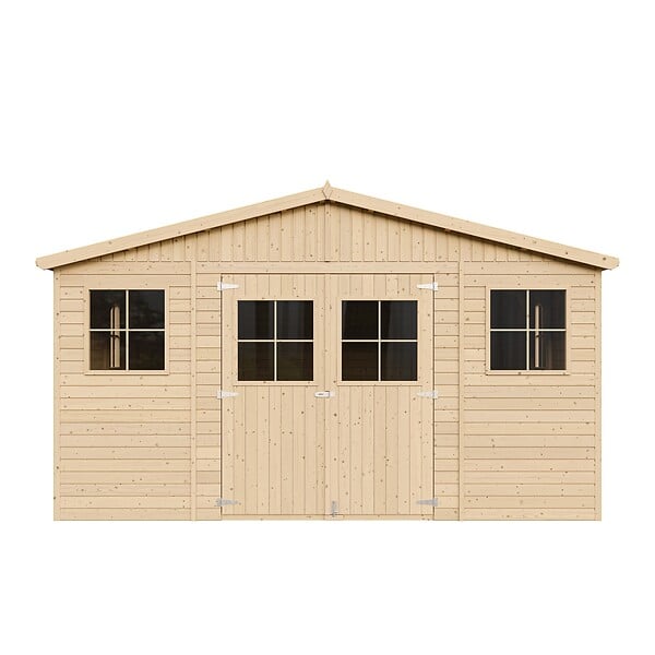 TIMBELA - Abri de Jardin en Bois Naturel - H246x418x522 cm / 20 m² - M333 - large