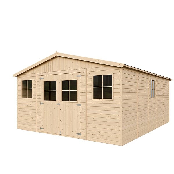 TIMBELA - Abri de Jardin en Bois Naturel - H246x418x522 cm / 20 m² - M333 - large