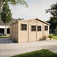 TIMBELA - TIMBELA M330+M330G Abri de jardin en bois H246x418x420 cm/ 16 m² - AVEC PLANCHER IMPRÉGNÉ - vignette