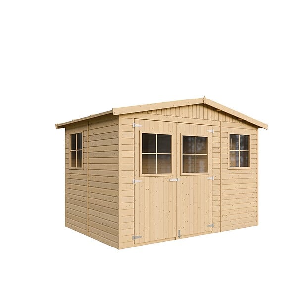 TIMBELA - Abri de Jardin en Bois Naturel - H226x318x220 cm / 6 m² - M334 - large