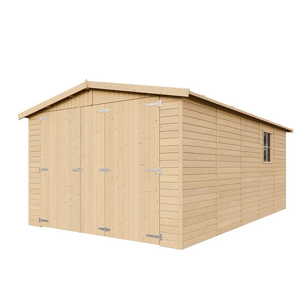 TIMBELA - TIMBELA M101 - GARAGE en Bois Naturel - H222xL516xl324 cm /15 m² - large