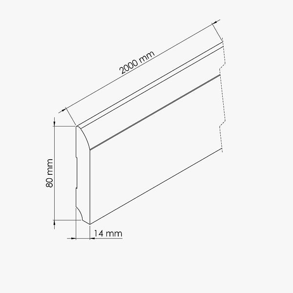 TECNOPROFILS - Plinthe MDF 2 m - Frêne Clair - Lot de 5 - 80 x 14 mm - large