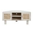OVIALA - Meuble TV d'angle 120 cm en rotin synthétique scandinave crème - Adam - vignette