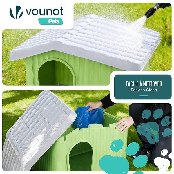 VOUNOT - Maison pour chat chien plastique interieur exterieur 60x51x41cm Vert - large