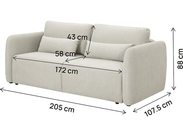 HABITAT ET JARDIN - Canapé droit convertible en tissu "Concorde" 3 places - Beige - large