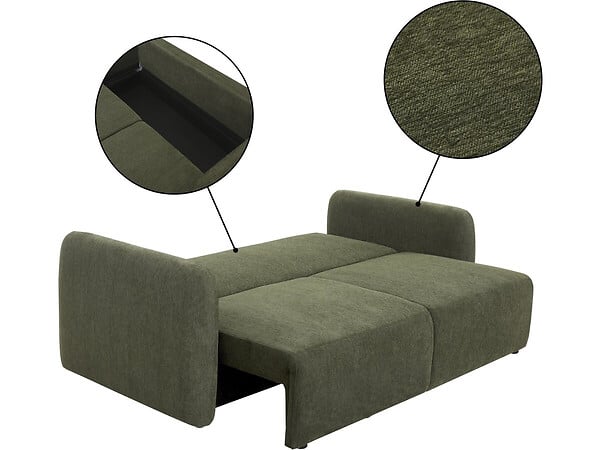 HABITAT ET JARDIN - Canapé droit convertible en tissu "Concorde" 3 places - Vert - large