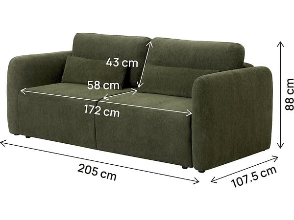 HABITAT ET JARDIN - Canapé droit convertible en tissu "Concorde" 3 places - Vert - large