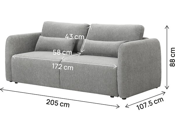 HABITAT ET JARDIN - Canapé droit convertible en tissu "Concorde" 3 places - Gris - large