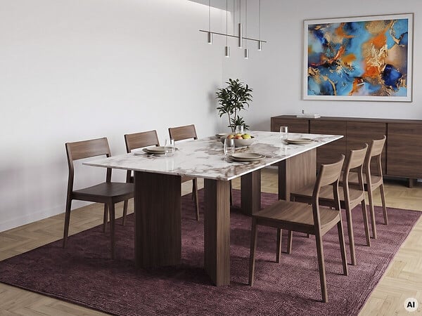 HABITAT ET JARDIN - Table repas céramique - 180 cm - "Elma" - 8 places - Marron - large