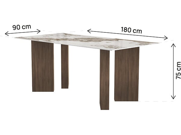 HABITAT ET JARDIN - Table repas céramique - 180 cm - "Elma" - 8 places - Marron - large