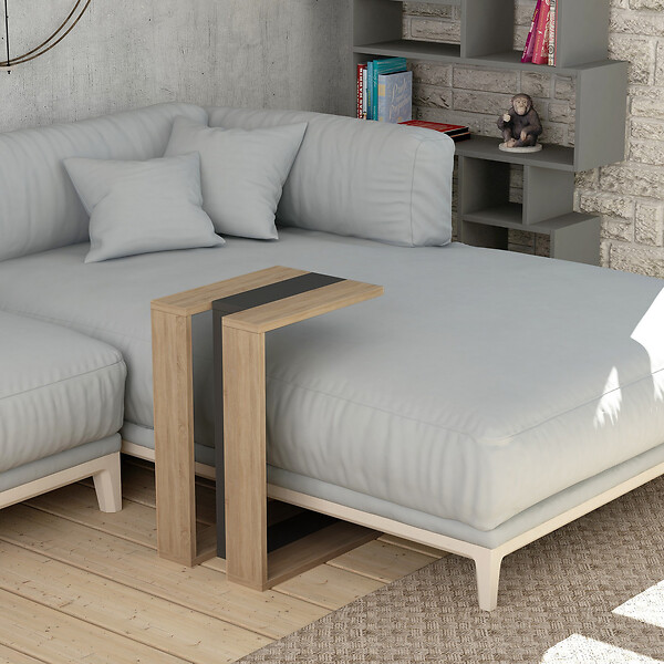 HABITAT ET JARDIN - Table d'appoint en bois "Muju" - 30 x 40 x 57 cm - ChêneAnthracite - large