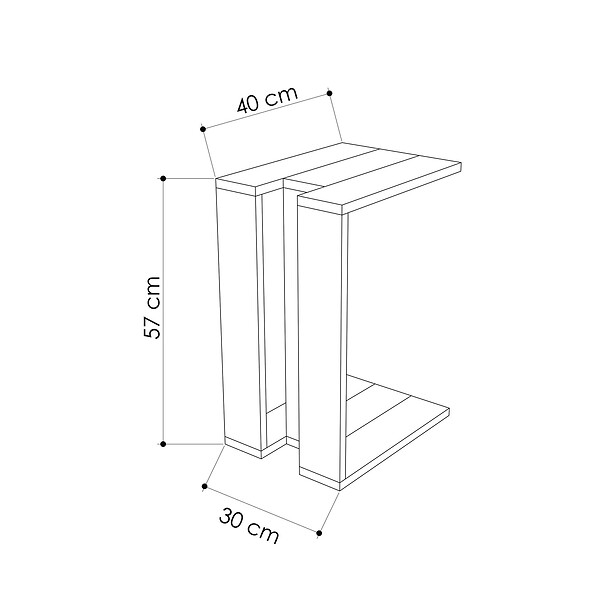 HABITAT ET JARDIN - Table d'appoint en bois "Muju" - 30 x 40 x 57 cm - ChêneAnthracite - large