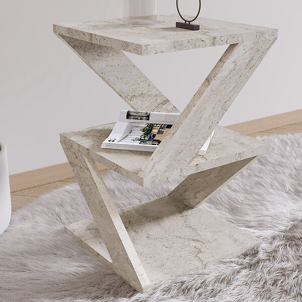 HABITAT ET JARDIN - Table d'appoint en bois "Albeni" - 29 x 29 x 54 cm - Travertin - large