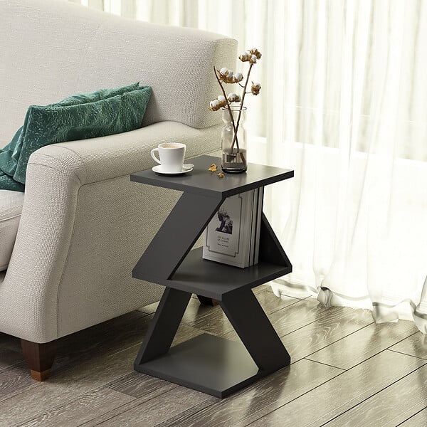 HABITAT ET JARDIN - Table d'appoint en bois "Albeni" - 30 x 30 x 50 cm - Anthracite - large