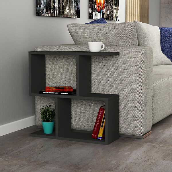 HABITAT ET JARDIN - Table d'appoint en bois "Mania" - 60 x 20 x 60 cm - Anthracite - large