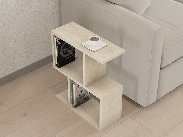 HABITAT ET JARDIN - Table d'appoint en bois "Zet" - 45 x 17 x 51 cm - Travertin - large