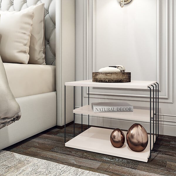 HABITAT ET JARDIN - Table d'appoint en bois "Lifon" - 50 x 40 x 33 cm - Blanc - large