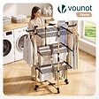 VOUNOT - Sechoir a linge vertical tour etendoir pliable 3 niveaux 99x69x135.5 cm style bois noir - vignette