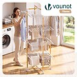 VOUNOT - Sechoir a linge vertical tour etendoir pliable 4 niveaux 99x69x175.5 cm style bois blanc - vignette