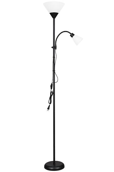 GEFOM - Lampadaire avec liseuse - Métal - Noir - 180cm - large