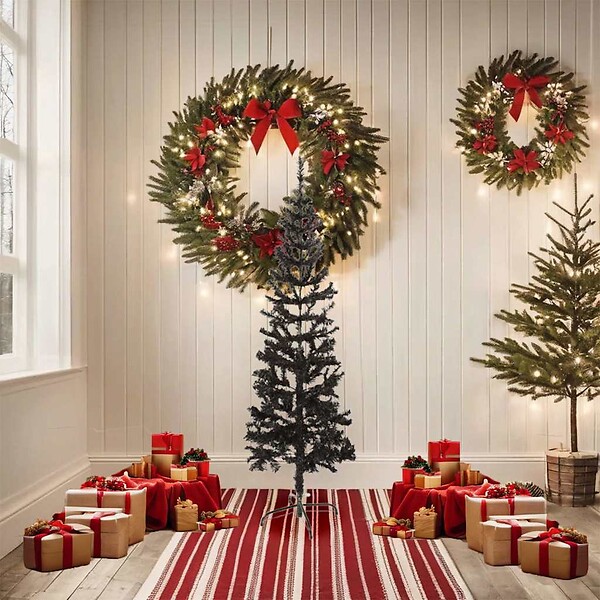 VIDAXL - vidaXL Sapin de Noël étroit Noir 150 cm - large