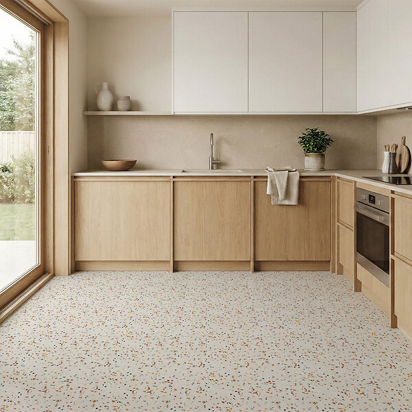 RO'MA NATURE - Carrelage Terrazzo véritable Roma 60x60x2 cm (lot de 1,08 m² soit 3 dalles) - large