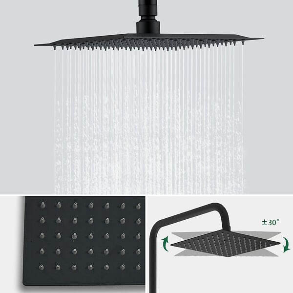AICA SANITAIRE - AICA colonne de douche thermostatique avec douchette 3 jets, douche de tête 20 x 20 cm, ensemble de douche en acier inoxydable - large